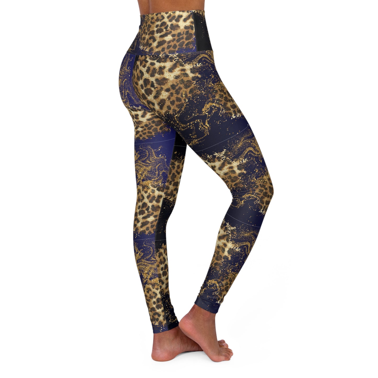 High-Waisted Leopard Patchwork Yoga Leggings — Animal Print Activewear©