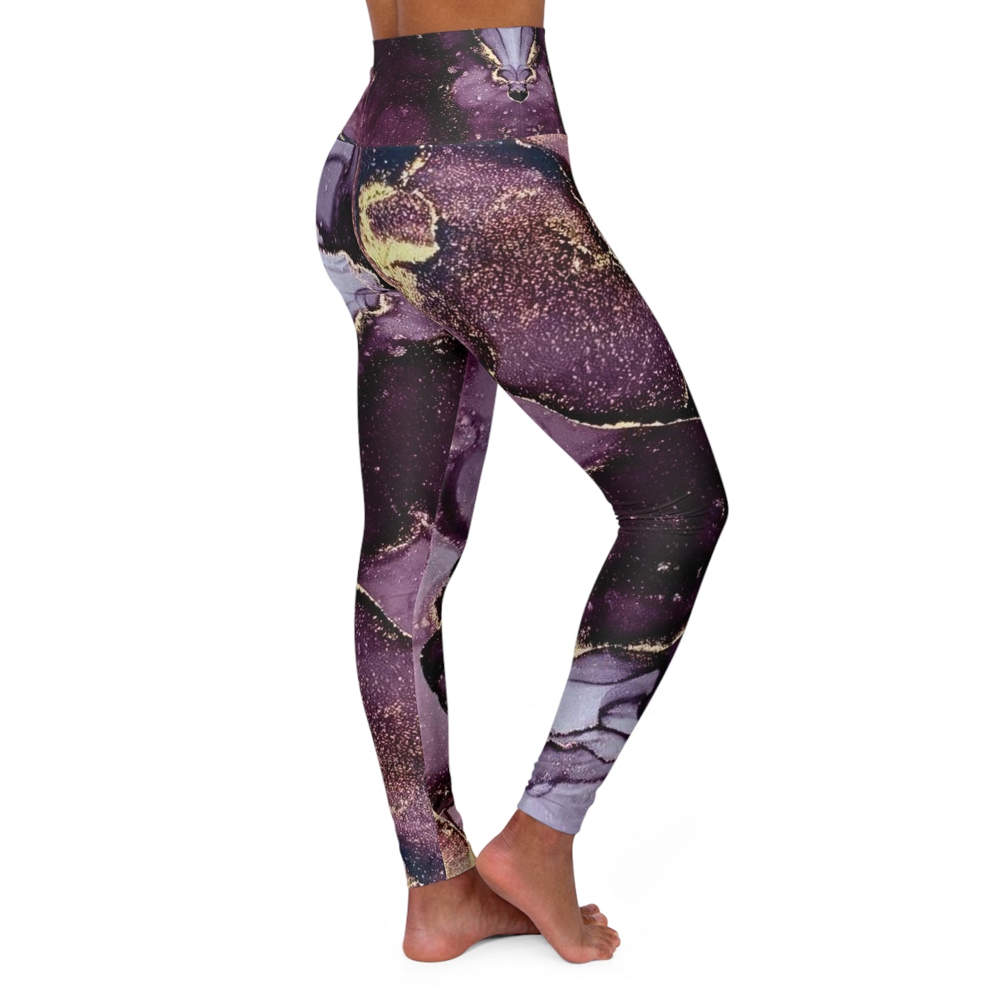 Purple Marble High-Waisted Leggings — Abstract Gold Vein Activewear©