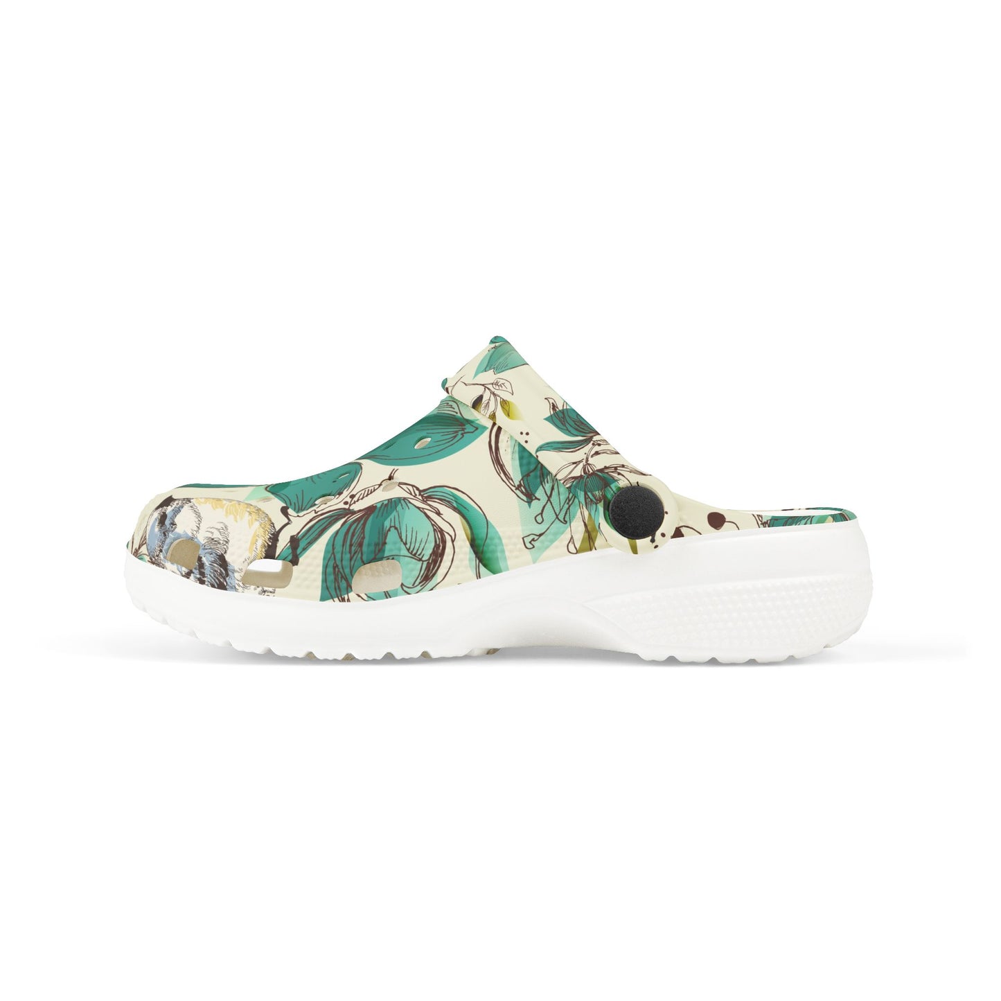 Kids Floral Foam Clogs — Teal Blossom All-Over Print