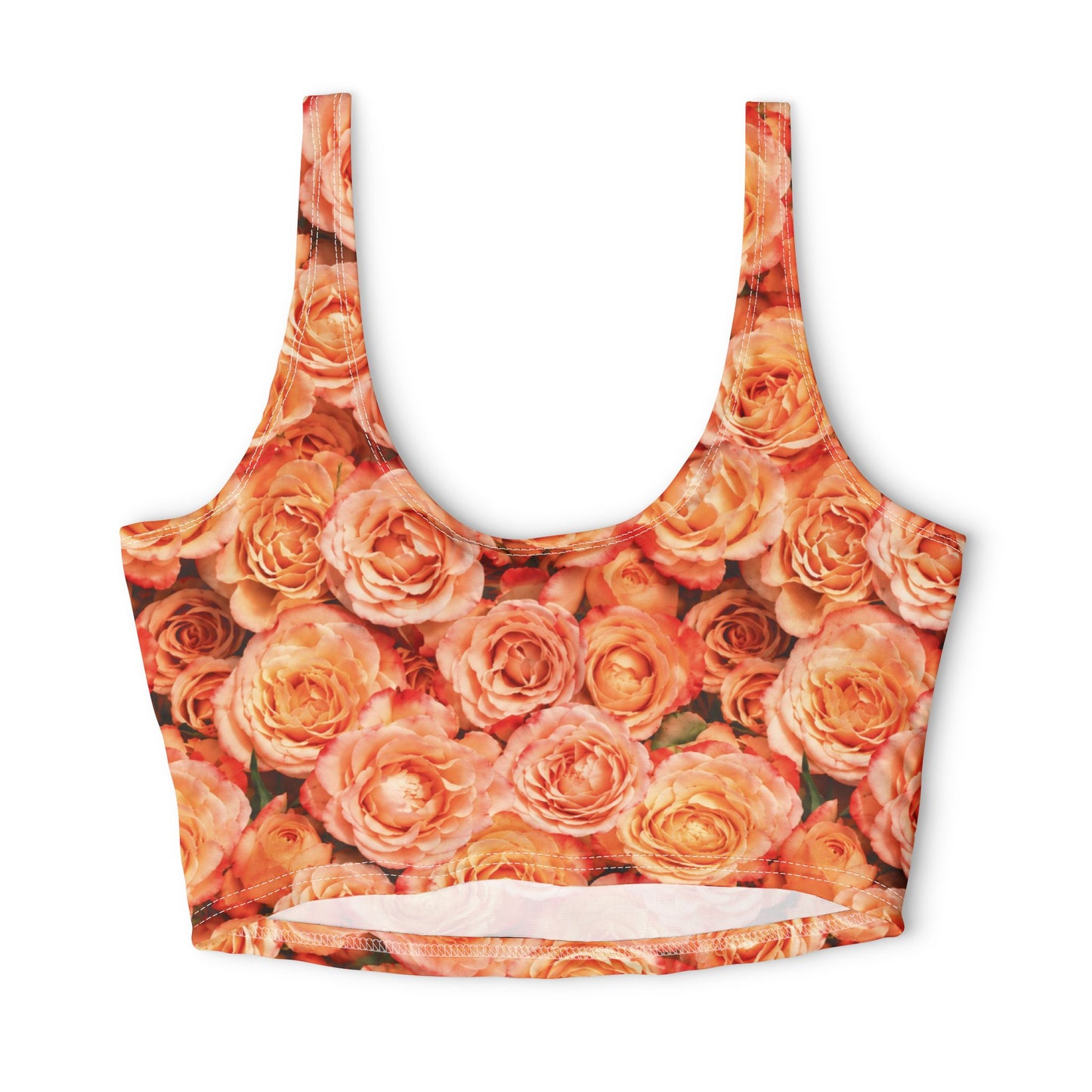 Rose Garden Sports Bra — Floral Peach All-Over Print Activewear©