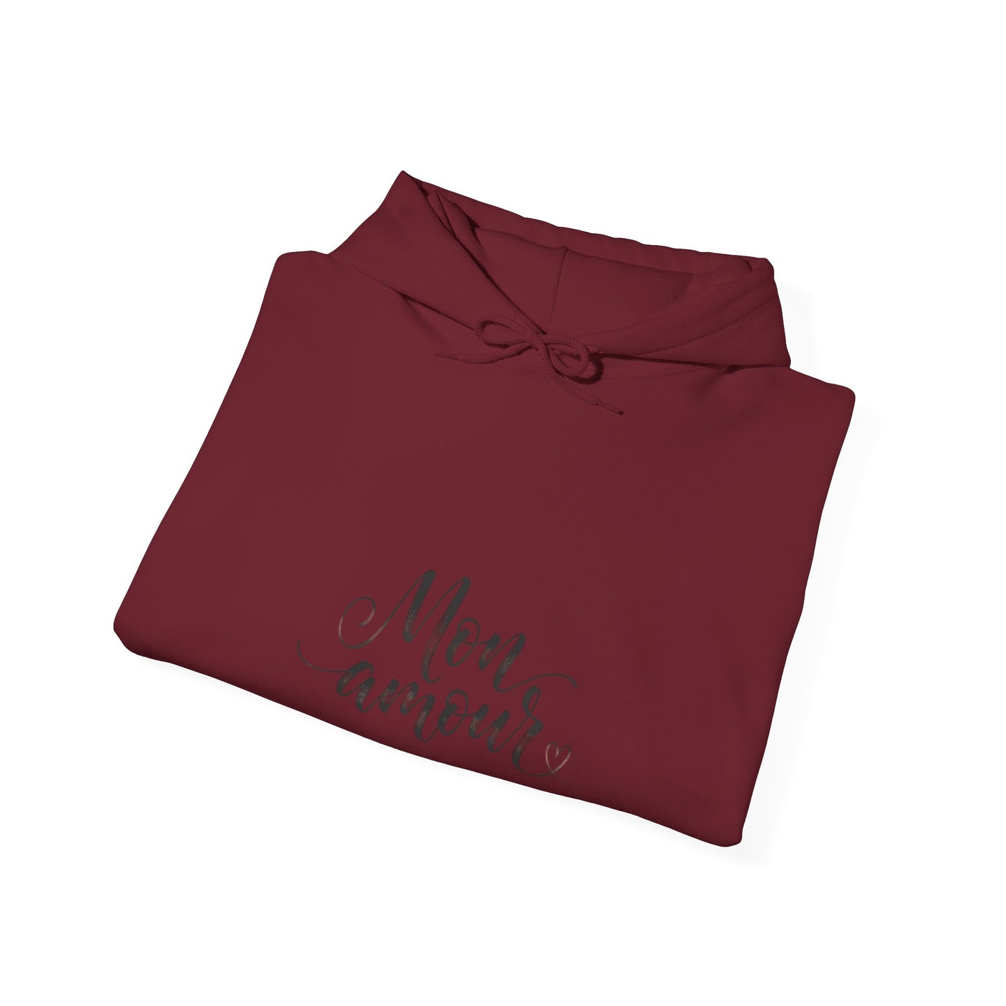 Mon Amour Hoodie— French Script Cozy Pullover for Moms & Couples©
