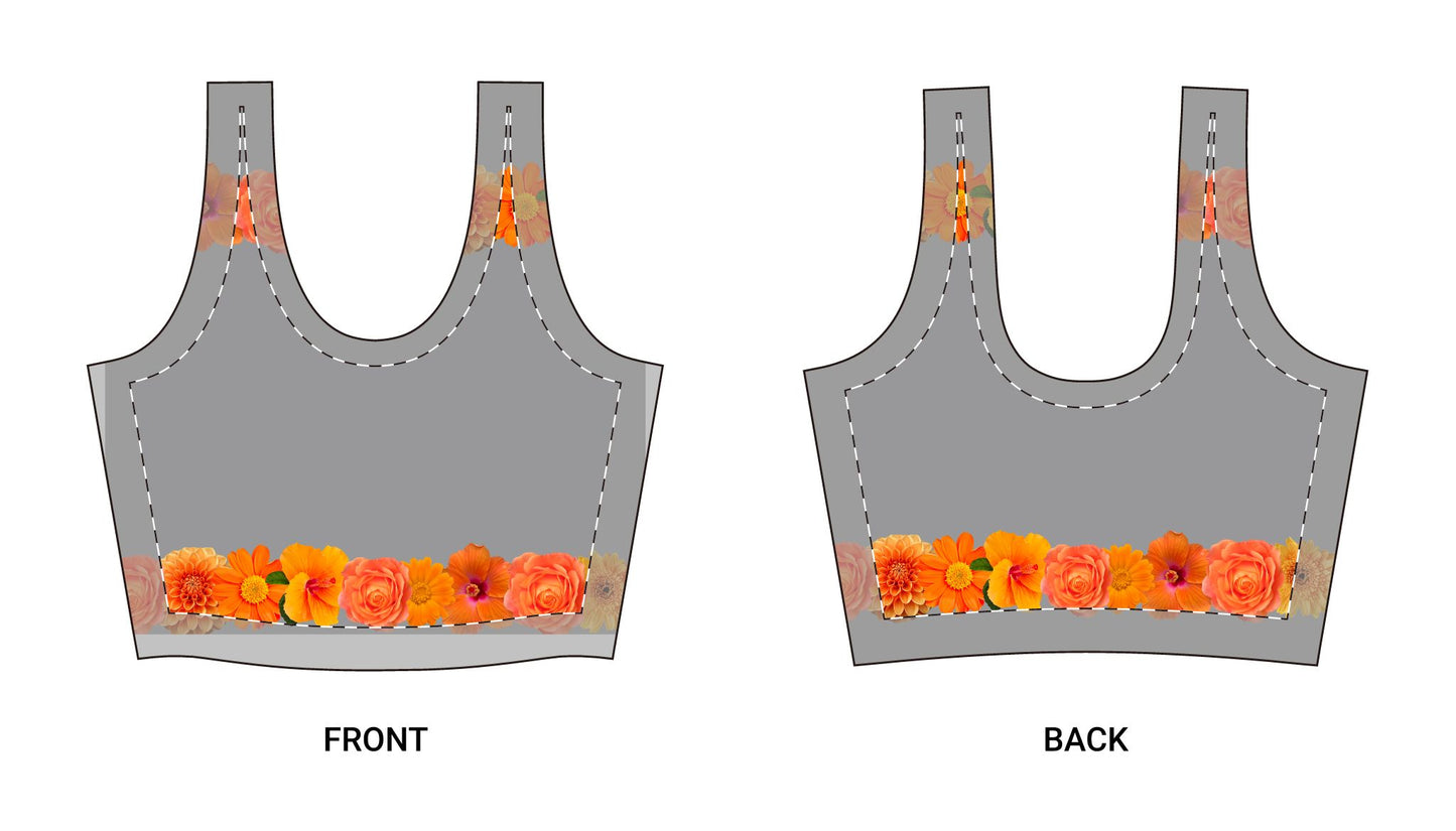 Floral Orange Rose Sports Bra — Women's Seamless All-Over Print Activewear©