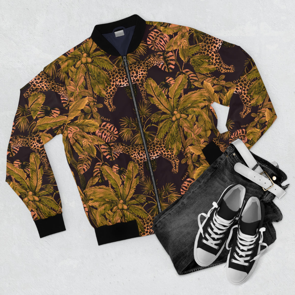 Tropical Leopard Bomber Jacket — Men's Jungle Print AOP©