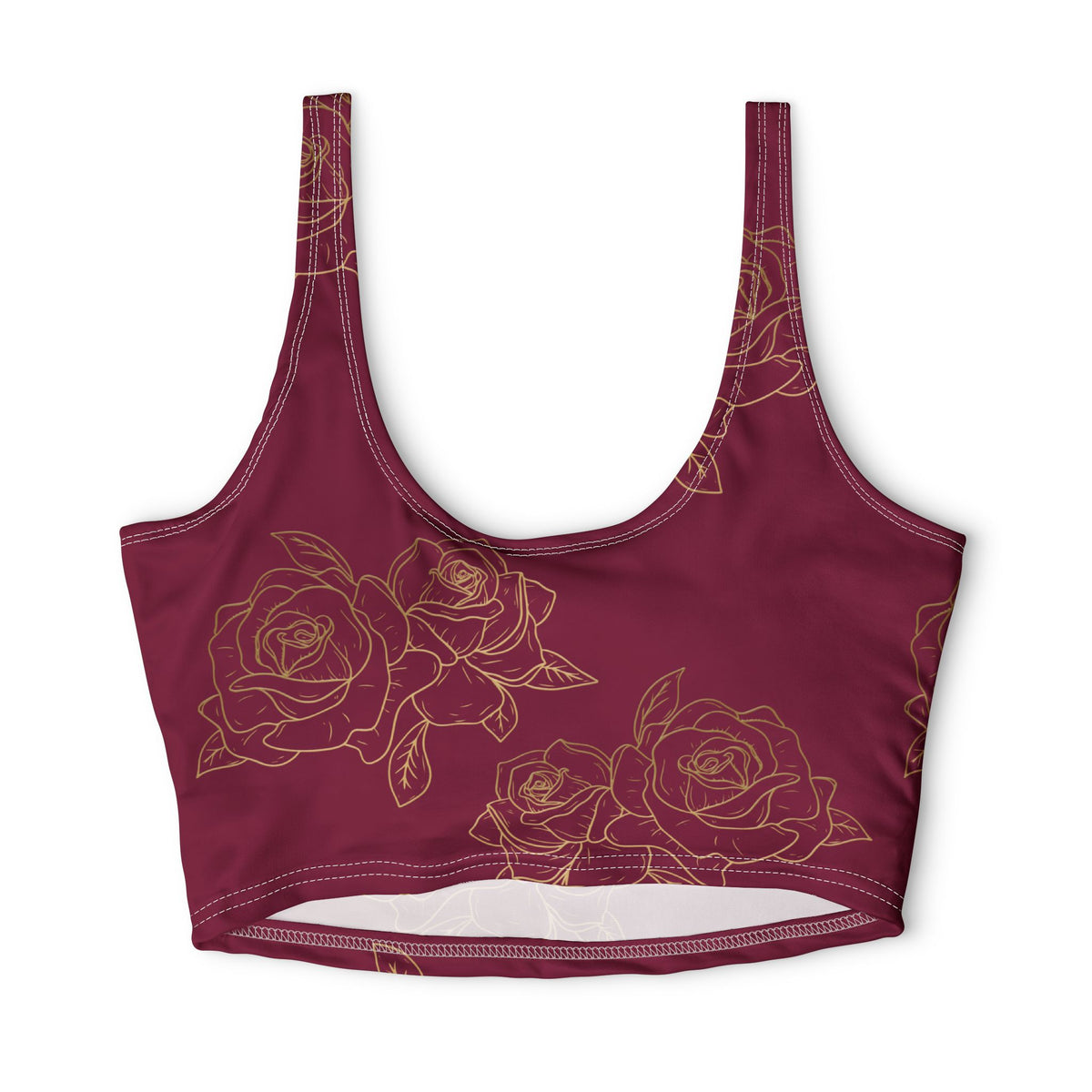 Floral Outline Sports Bra — Rose Line Art All-Over Print©