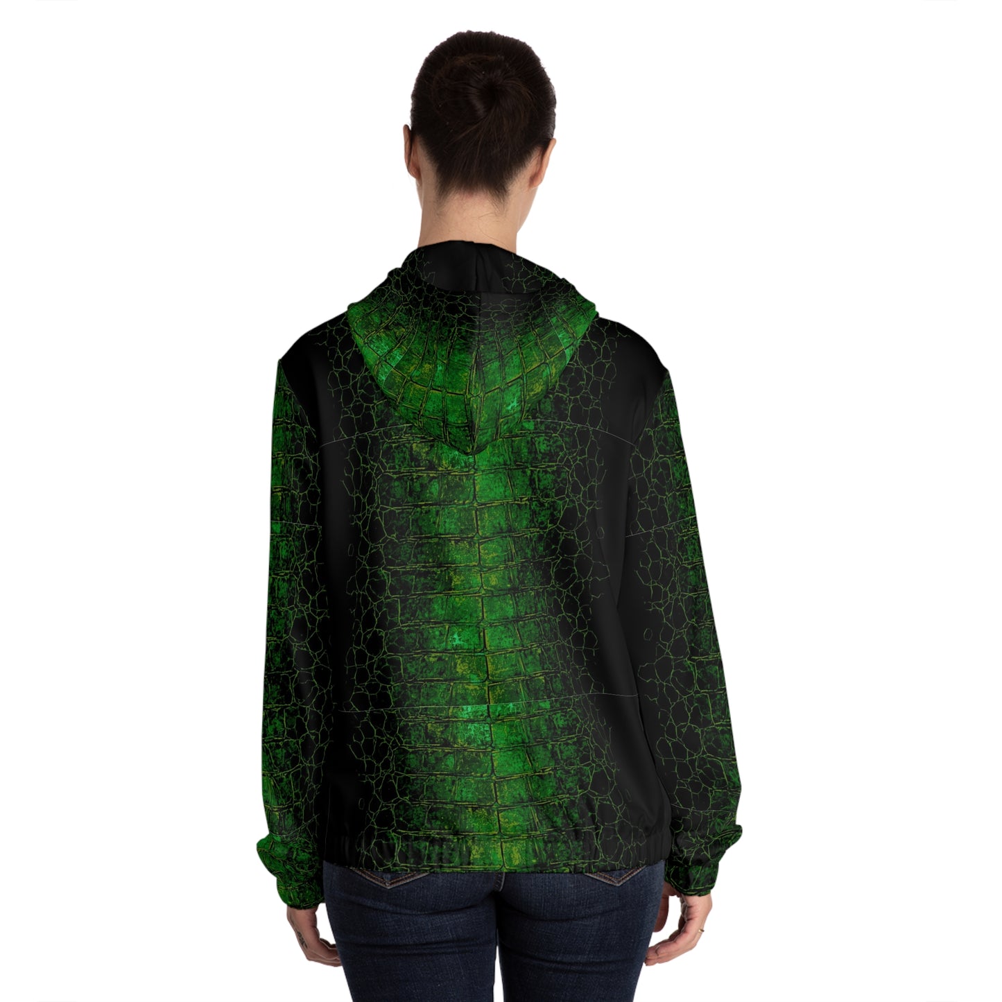 Green Crocodile Skin Full-Zip Hoodie — Women’s All-Over Print©