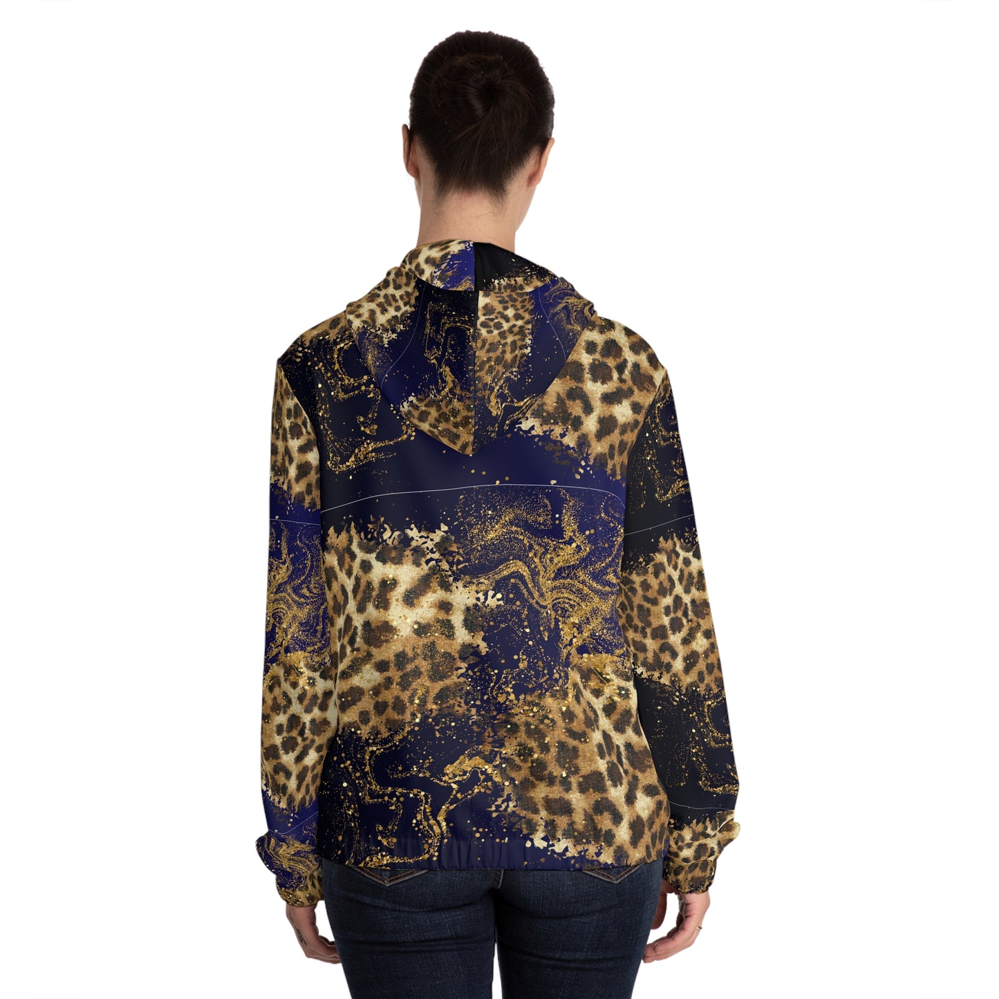 Leopard Marble Full-Zip Hoodie — Women's Animal Print Zip-Up©