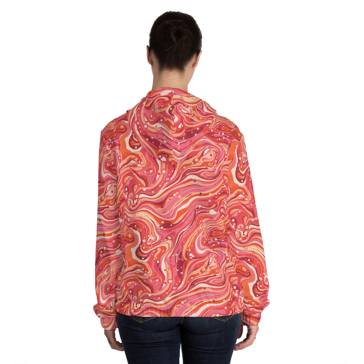 Marbled Pink Swirl Full-Zip Hoodie©