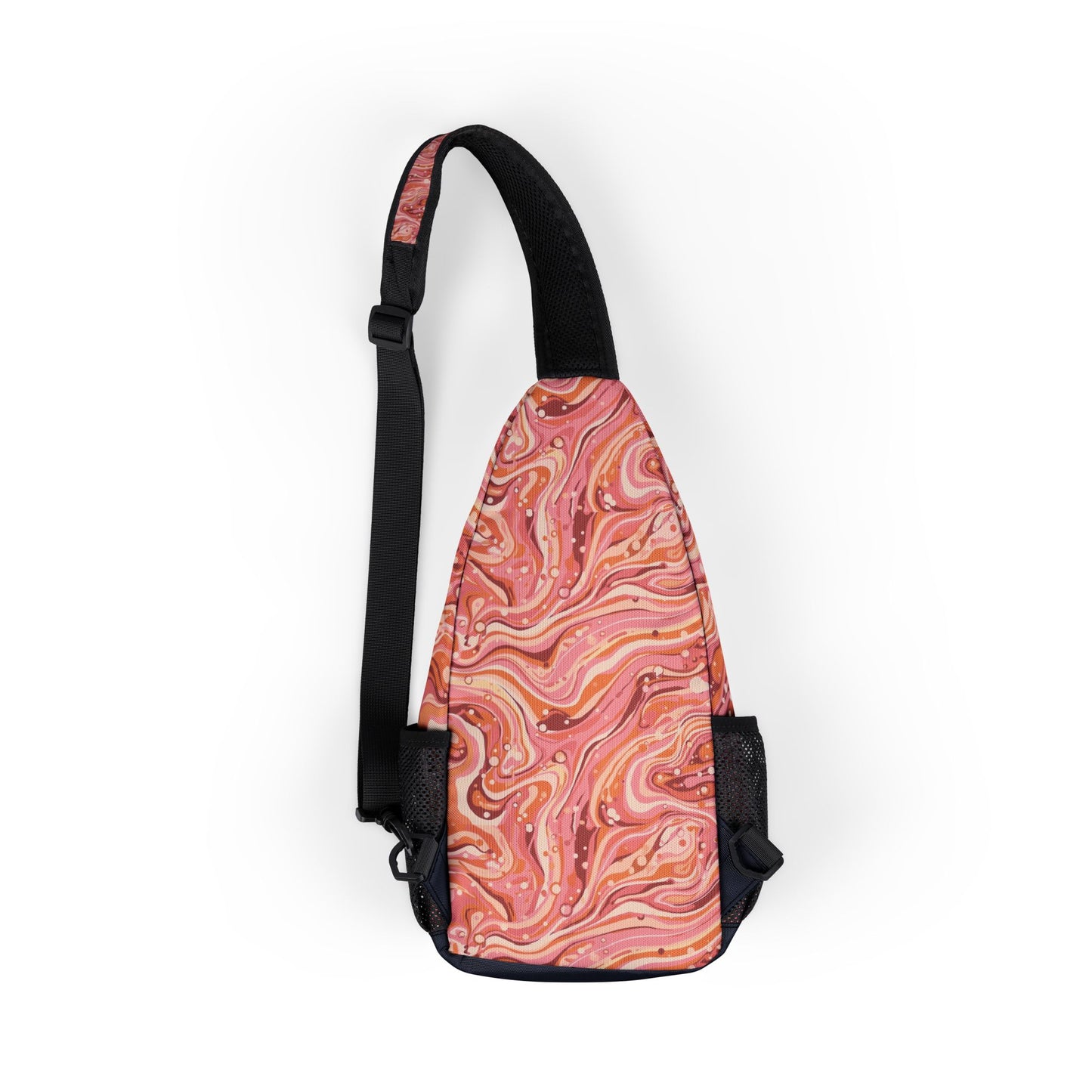 Pink Marble Chest Bag — Swirl Pattern Sling Pack©