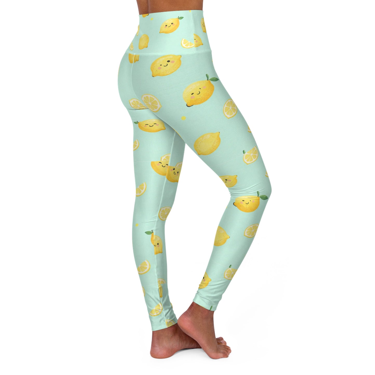 Lemonade Bliss High-Waist Yoga Leggings — Cute Yellow Lemon Print AOP©