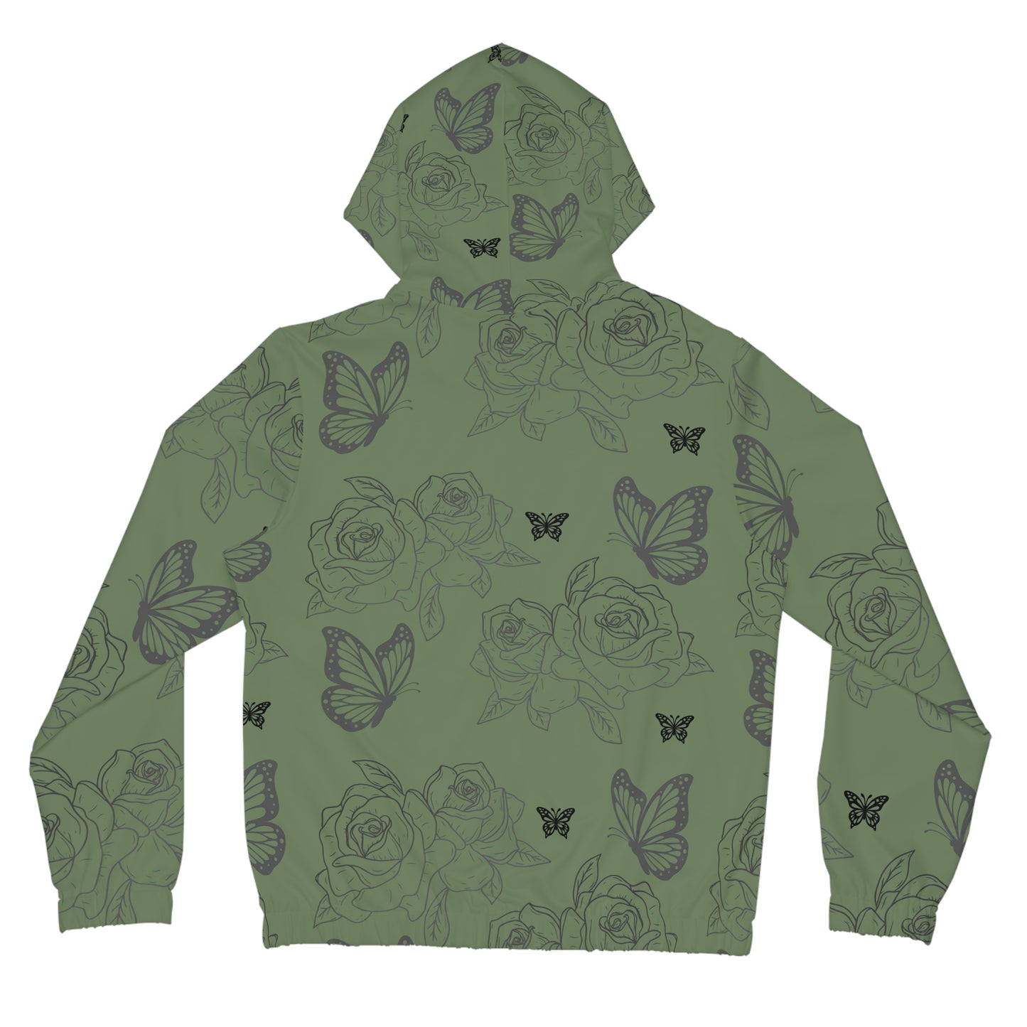 Green Floral Butterfly Zip Hoodie©