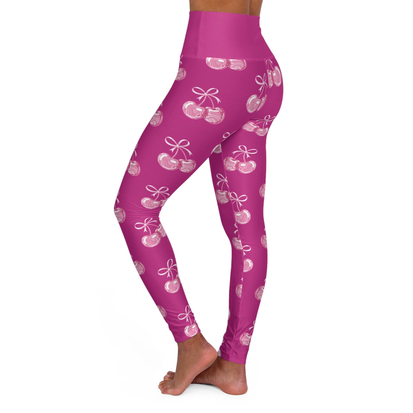Pink Cherry High-Waisted Yoga Leggings©