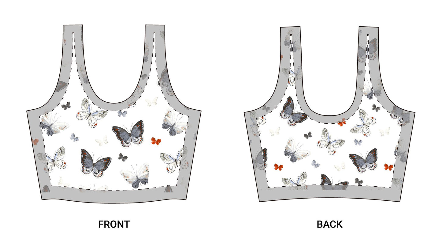 Butterfly Print Sports Bra — Lightweight All-Over Floral Activewear©