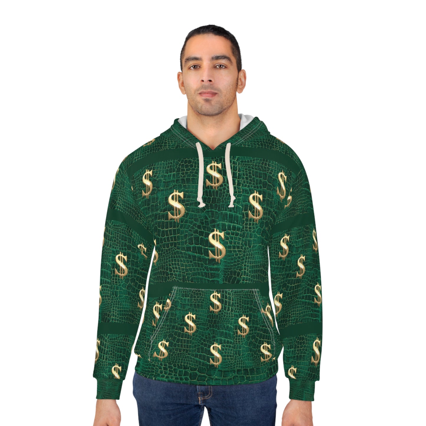 Dollar Sign Green Croc-Print Hoodie©