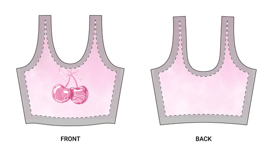 Pink Cherry Sports Bra — Cute Fruit Print Athletic Crop Top©