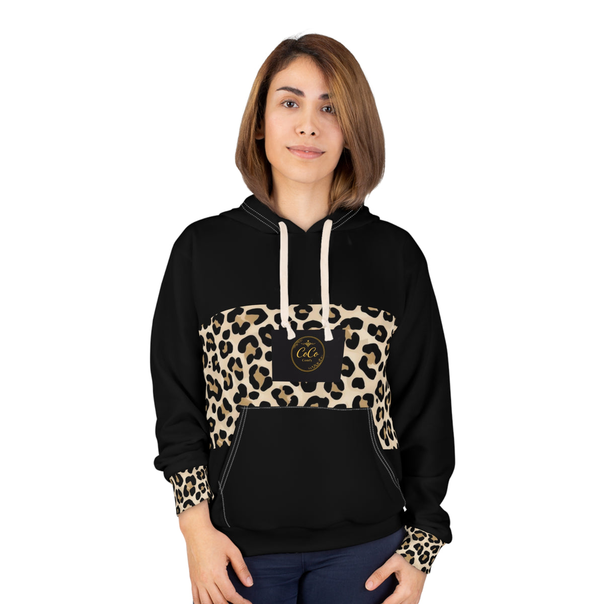 Leopard Panel Hoodie — Women's-Inspired Animal Print Pullover©