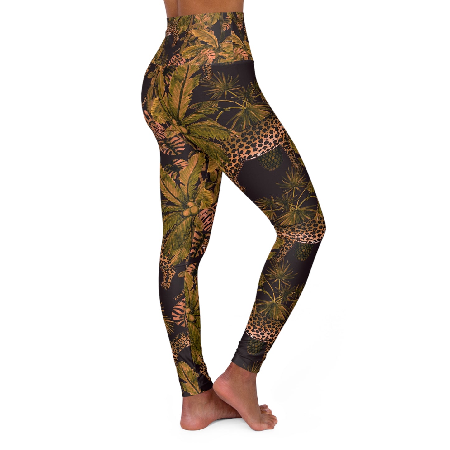 High-Waist Tropical Leopard Yoga Leggings — Jungle Print Workout©