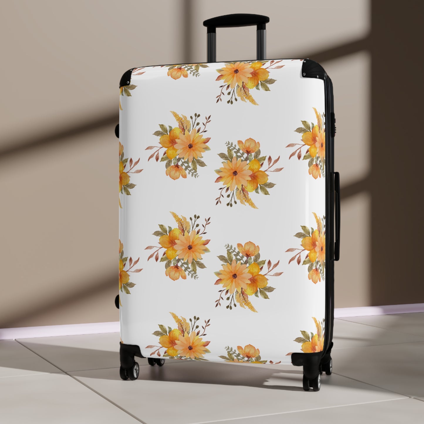 Yellow Floral Suitcase – Compact Carry-On Luggage with Watercolor Sunflower Pattern©