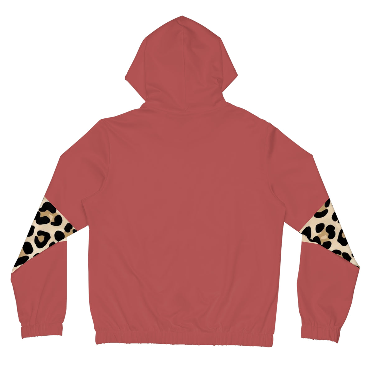 Leopard Stripe Panel Zip-Up Hoodie©
