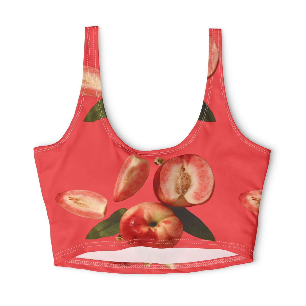 Peach Print Sports Bra — Coral Fruit All-Over-Print Activewear©