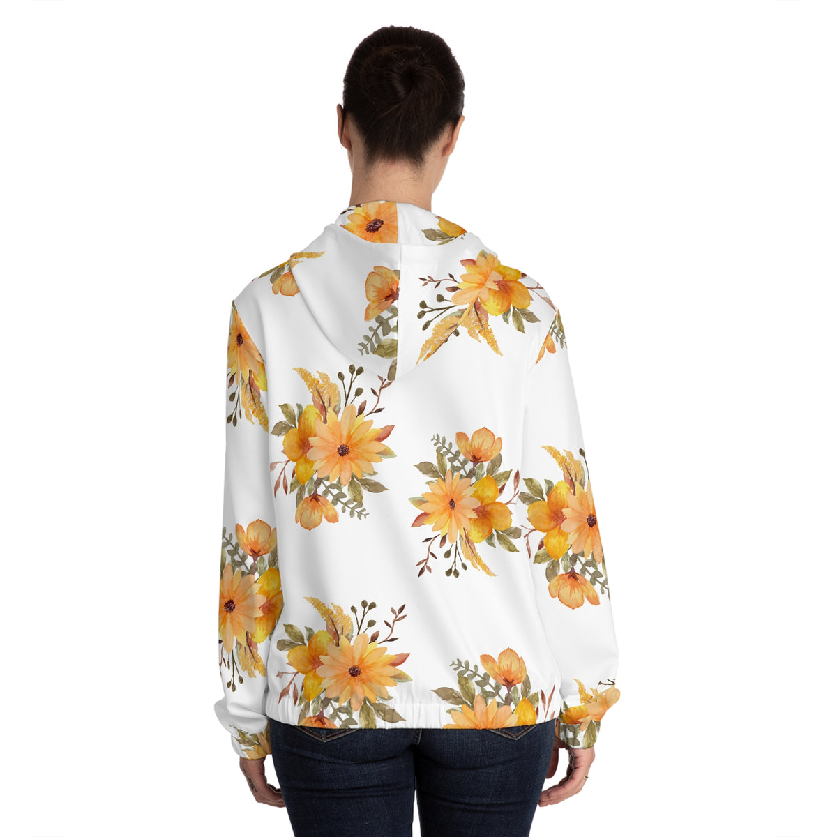Floral Sunflower white Zip Hoodie©