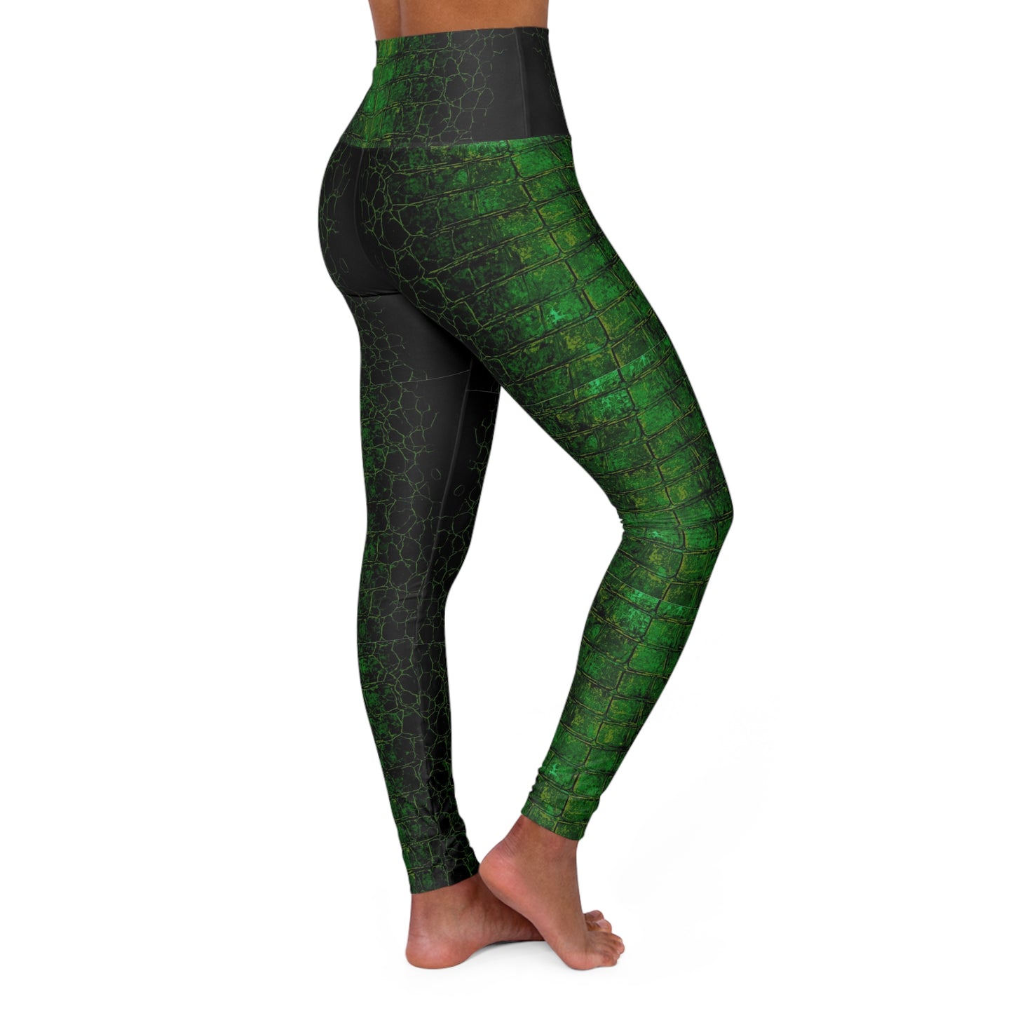 High-Waisted Green Marble Yoga Leggings — Women’s Athletic Leggings©
