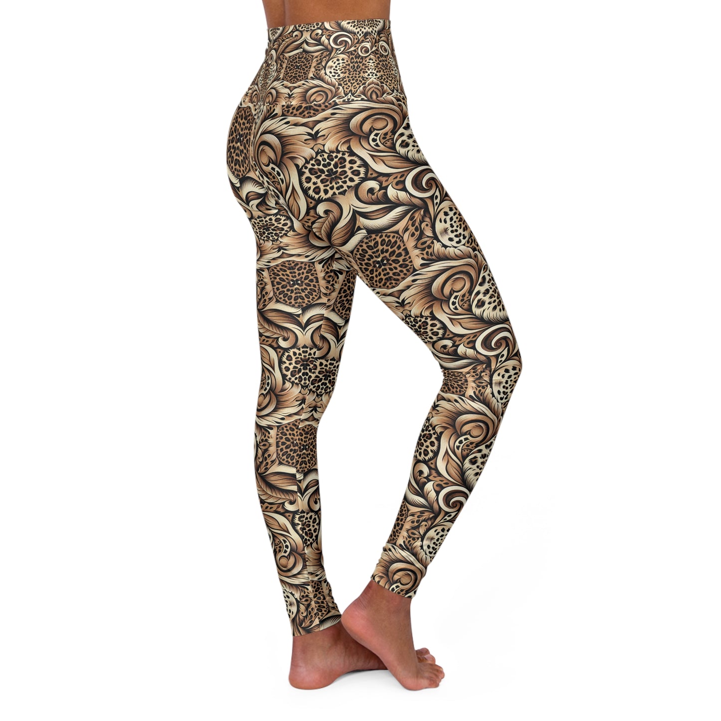 Leopard Print High-Waist Yoga Leggings — Boho Animal Pattern Activewear©