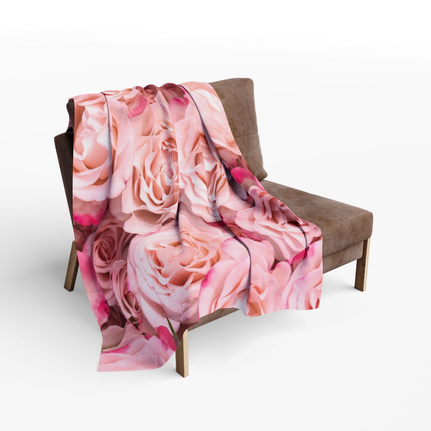 Pink Rose Floral Fleece Blanket — Soft Cozy Throw for Bedroom, Gift for Her