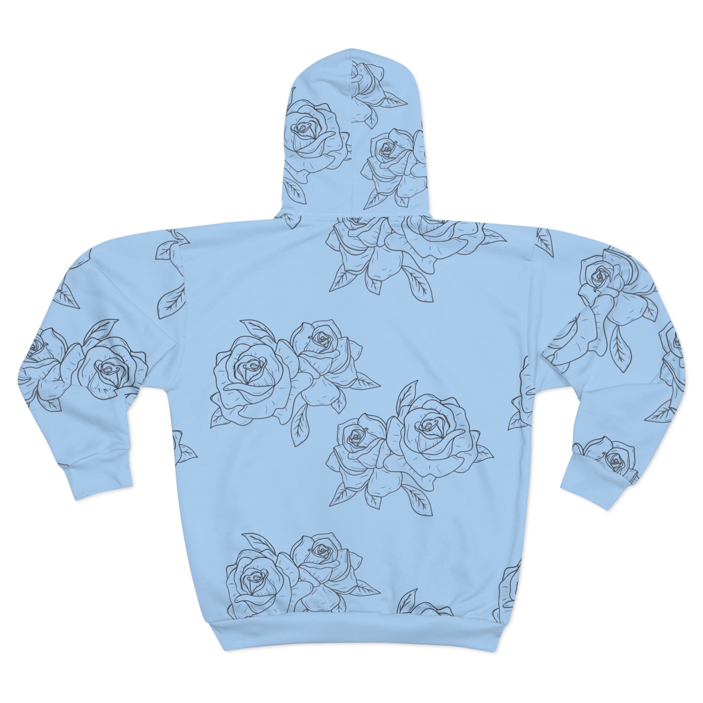 Light Blue Rose Pattern Zip Hoodie©