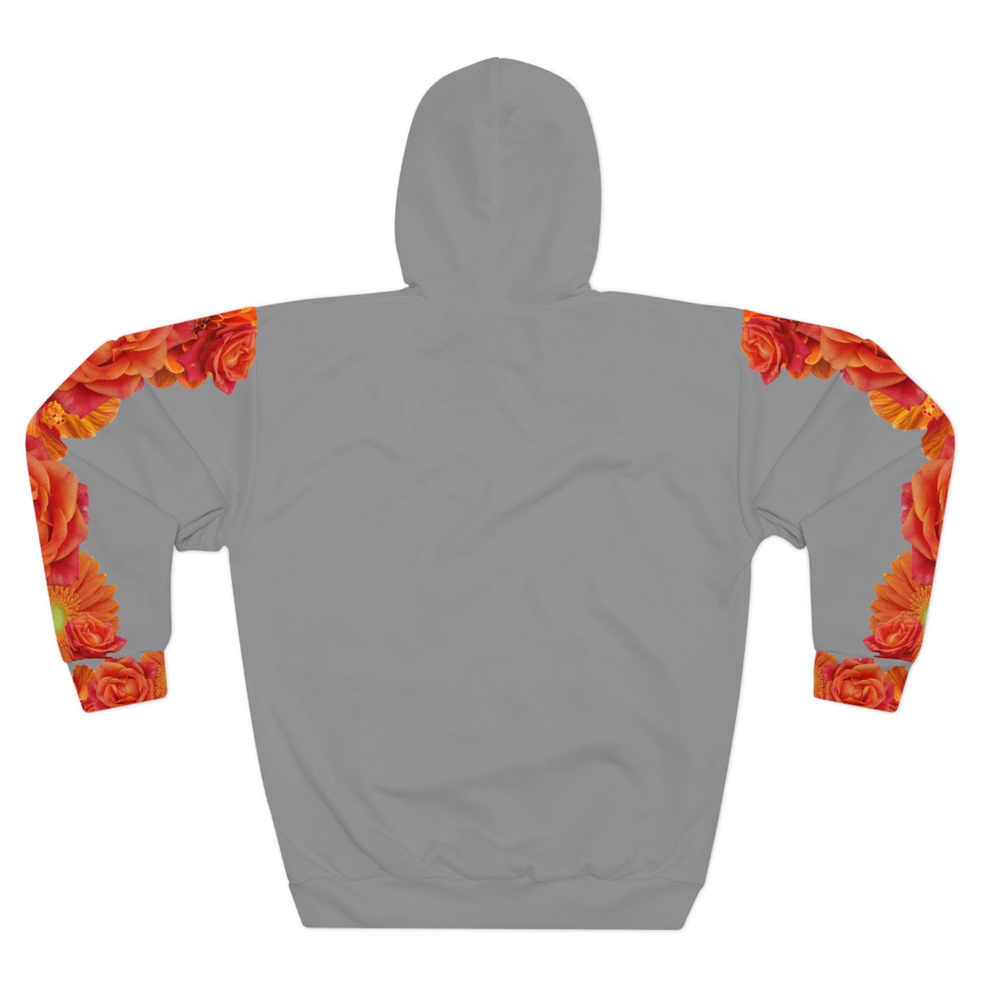 Grey Hoodie with Orange Rose & Gerbera Floral Band©