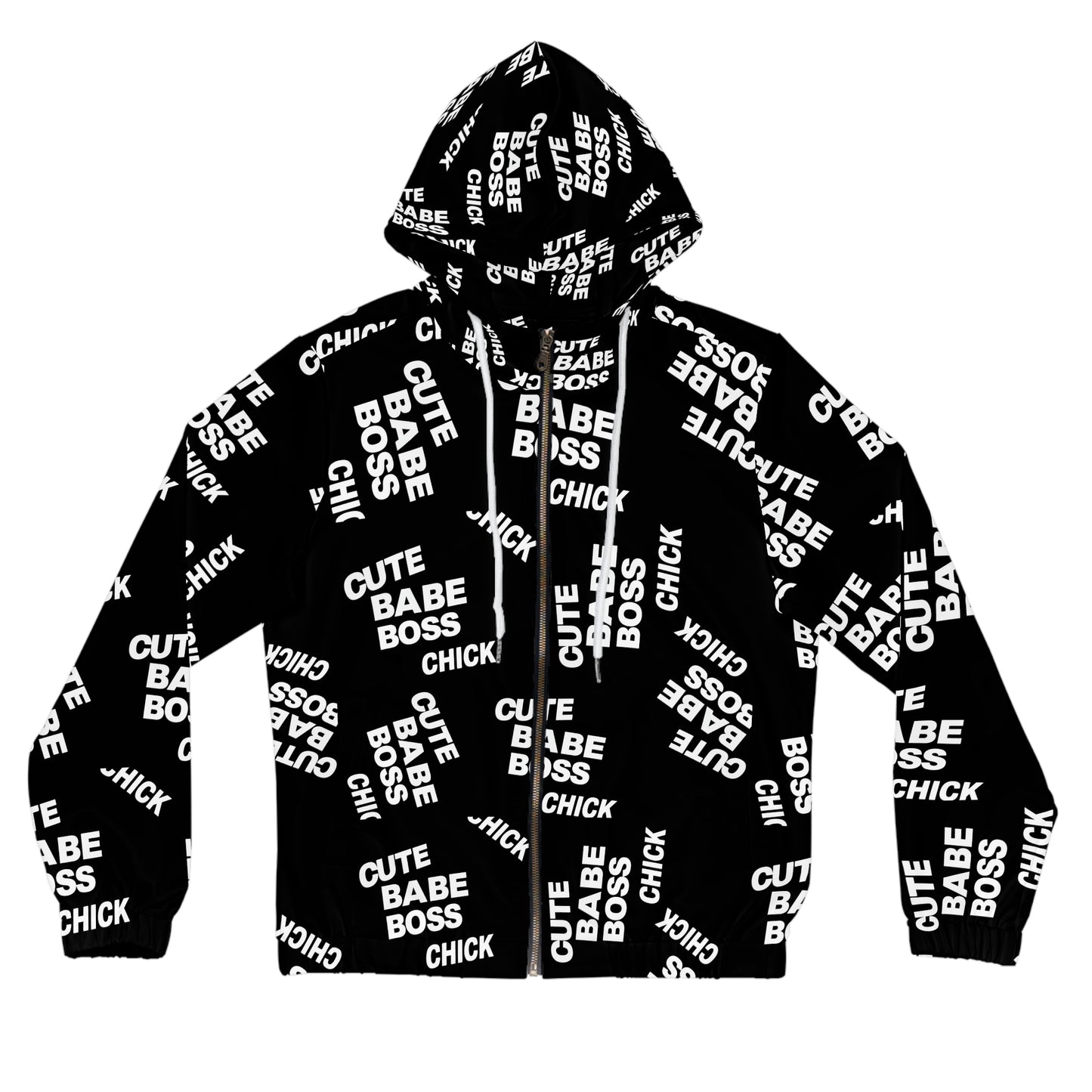 Zip Hoodie — "Cute Babe Boss Chick" All-Over Print©