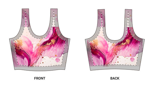 Pink Watercolor Marble Sports Bra — Abstract Floral Athletic Crop Top©