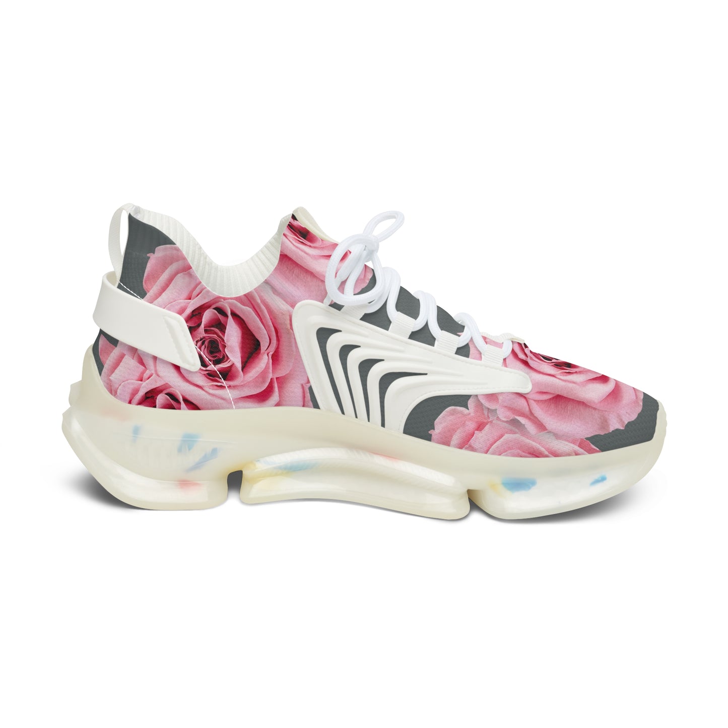 Floral Rose Mesh Sneakers — Women's Pink Rose Athletic Shoes©