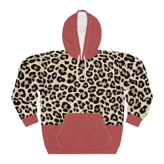 Leopard Print Pullover Hoodie — All-Over Cozy Animal Print Hoodie©