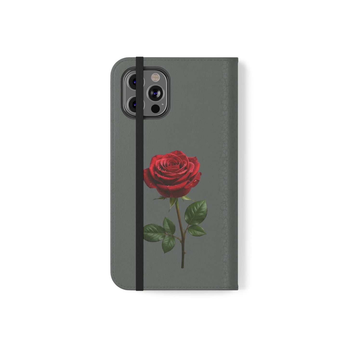 Mon Amour Rose Flip Phone Case — Floral Wallet Flip Case with 'Mon amour' Script