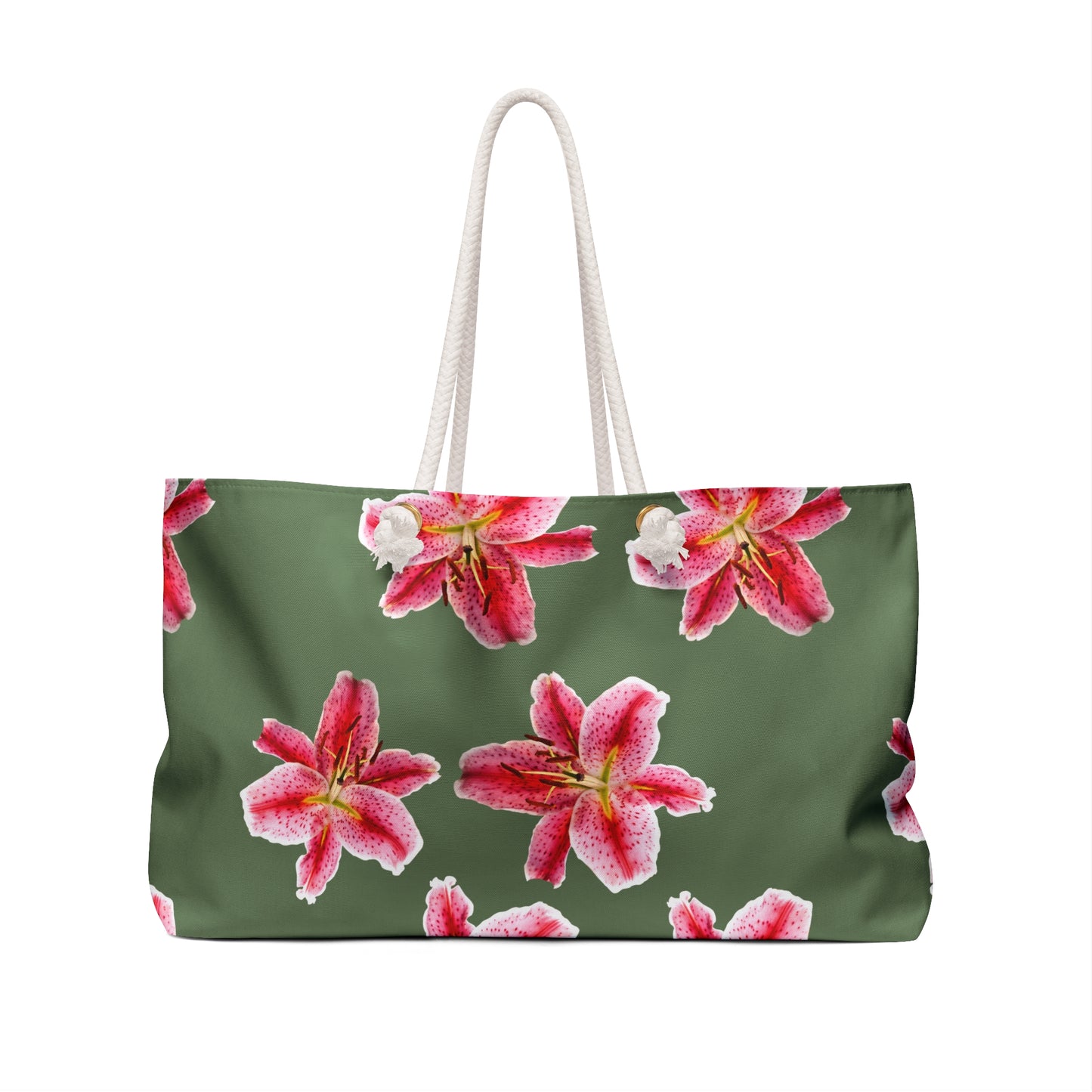 Pink Stargazer Lily Weekender Bag – Floral Travel Tote for Beach, Getaways & Gifts©