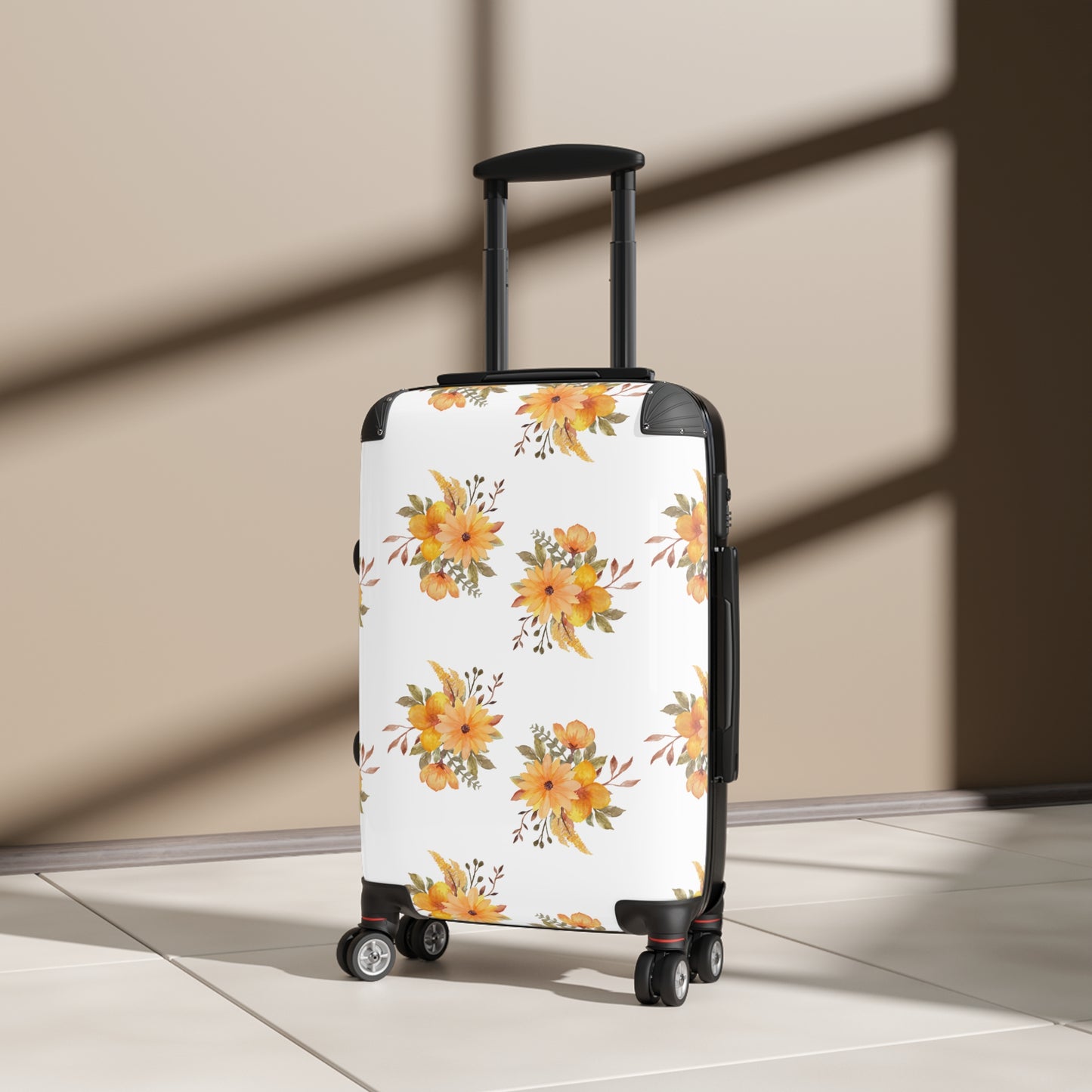 Yellow Floral Suitcase – Compact Carry-On Luggage with Watercolor Sunflower Pattern©