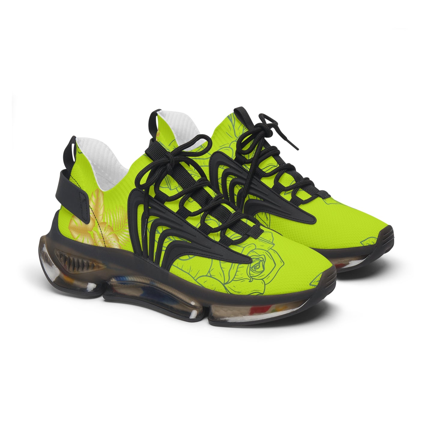 Neon Green Rose Mesh Sneakers©