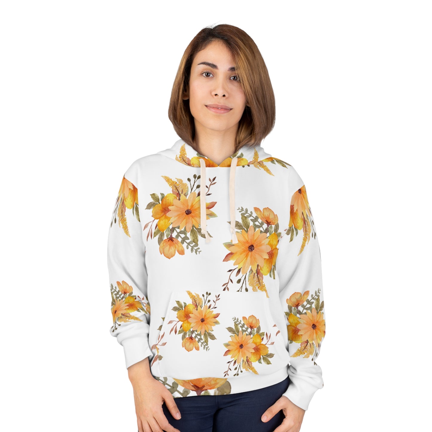 Floral Sunshine Hoodie — Yellow Watercolour Flower All-Over Print©