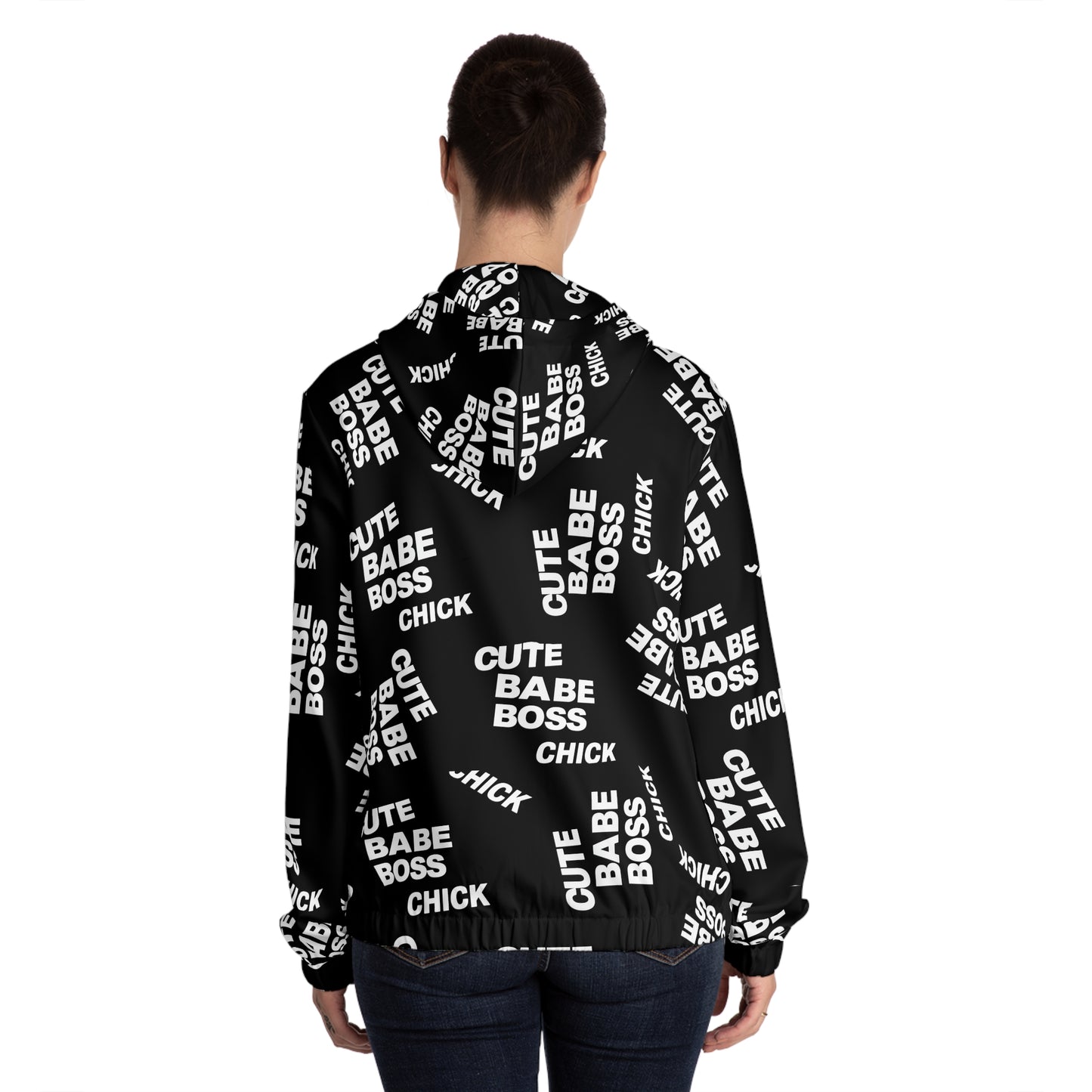 Zip Hoodie — "Cute Babe Boss Chick" All-Over Print©
