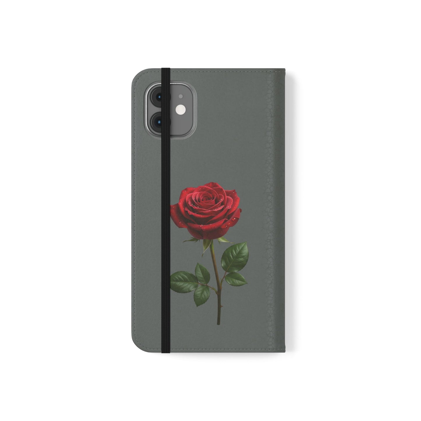 Mon Amour Rose Flip Phone Case — Floral Wallet Flip Case with 'Mon amour' Script