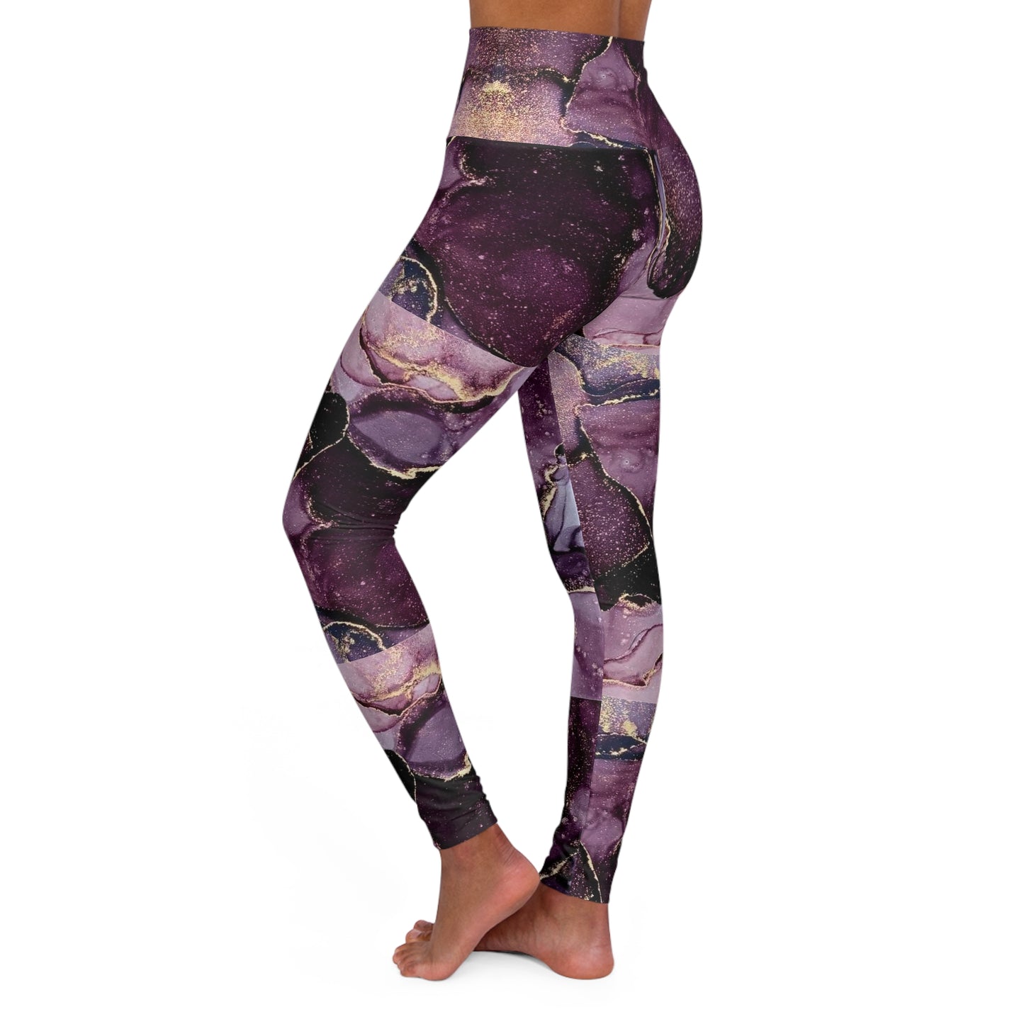 Purple Marble High-Waisted Leggings — Abstract Gold Vein Activewear©