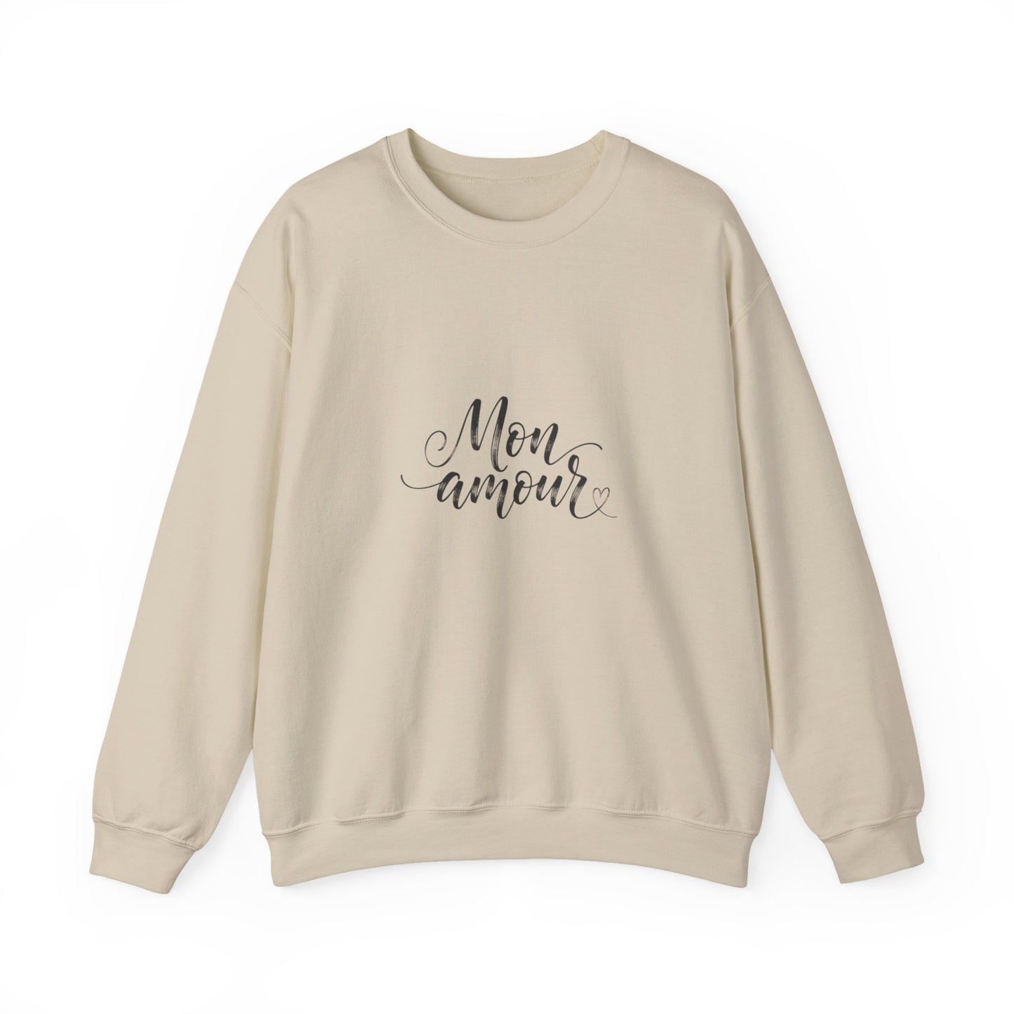Mon Amour Crewneck Sweatshirt — French Script Cozy Pullover