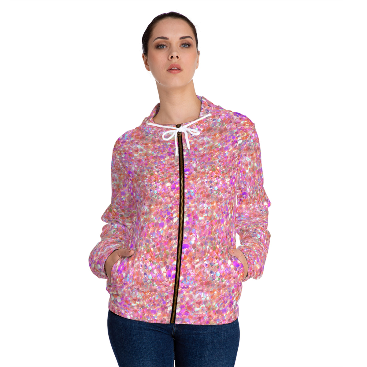 Pink Holographic All-Over Print Hoodie©