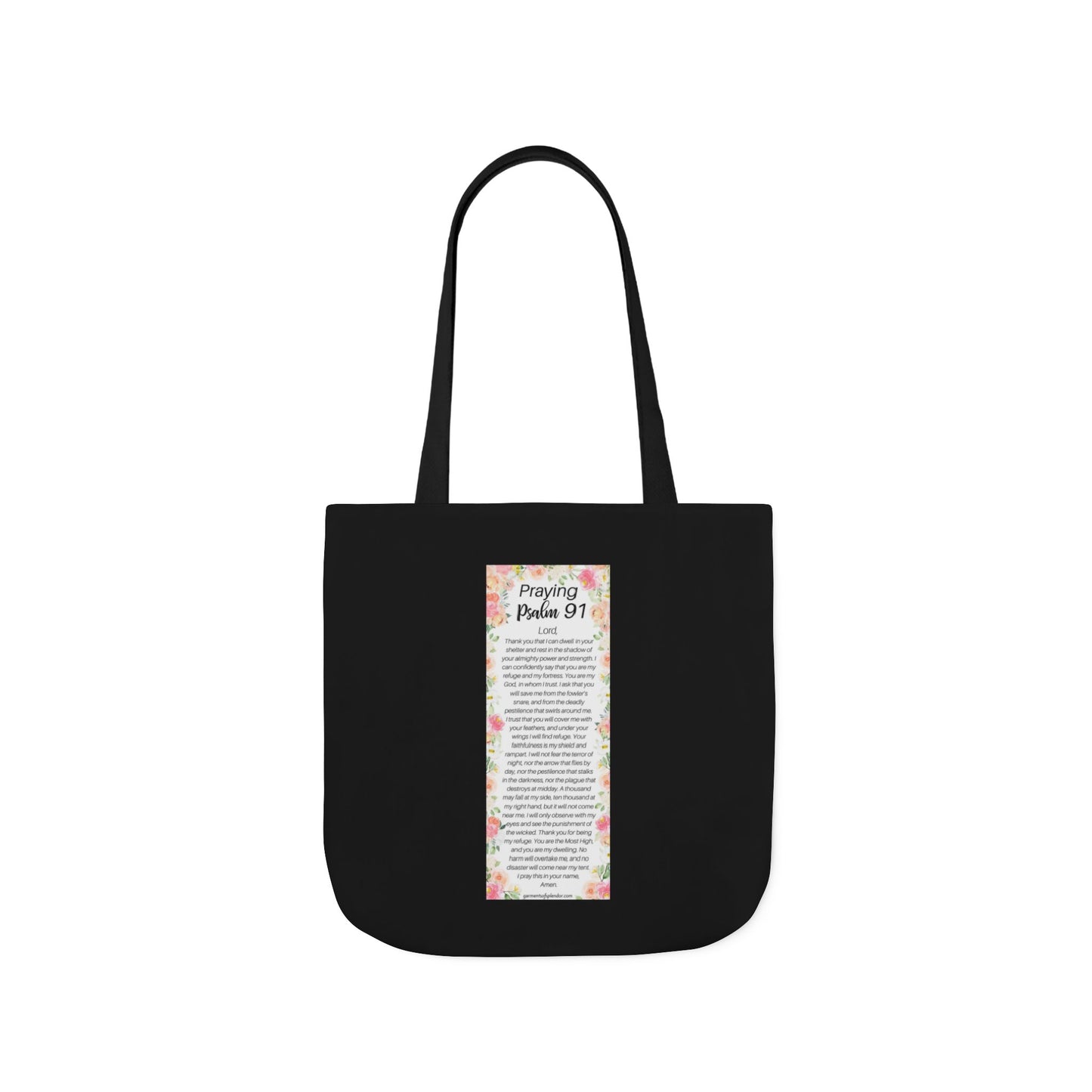 Floral Icons Canvas Tote — "Put On The Full Armour of God" with psalm 91 prayer on the Back.