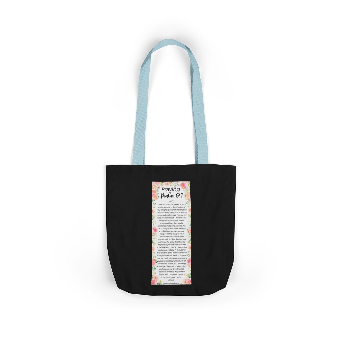 Floral Icons Canvas Tote — "Put On The Full Armour of God" with psalm 91 prayer on the Back.