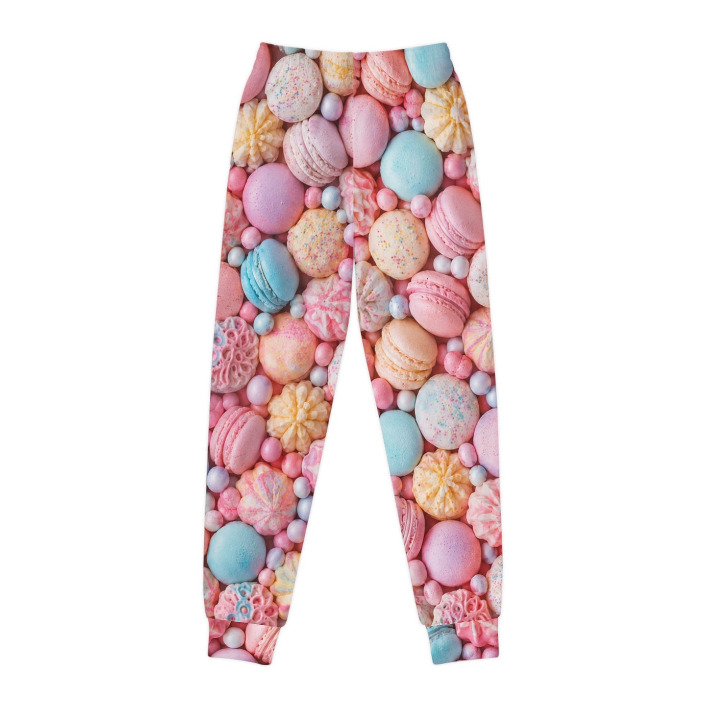 Candy Macaron Print Youth Joggers — Pastel Sweets All-Over-Print Pants©