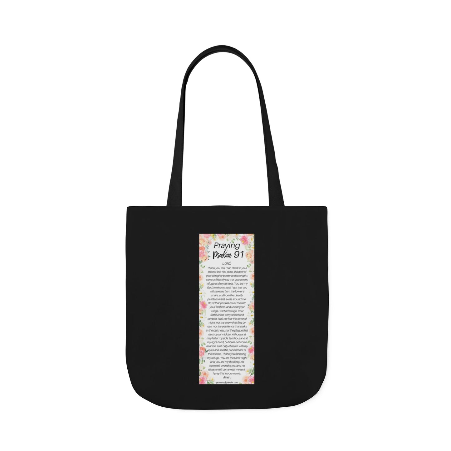 Floral Icons Canvas Tote — "Put On The Full Armour of God" with psalm 91 prayer on the Back.
