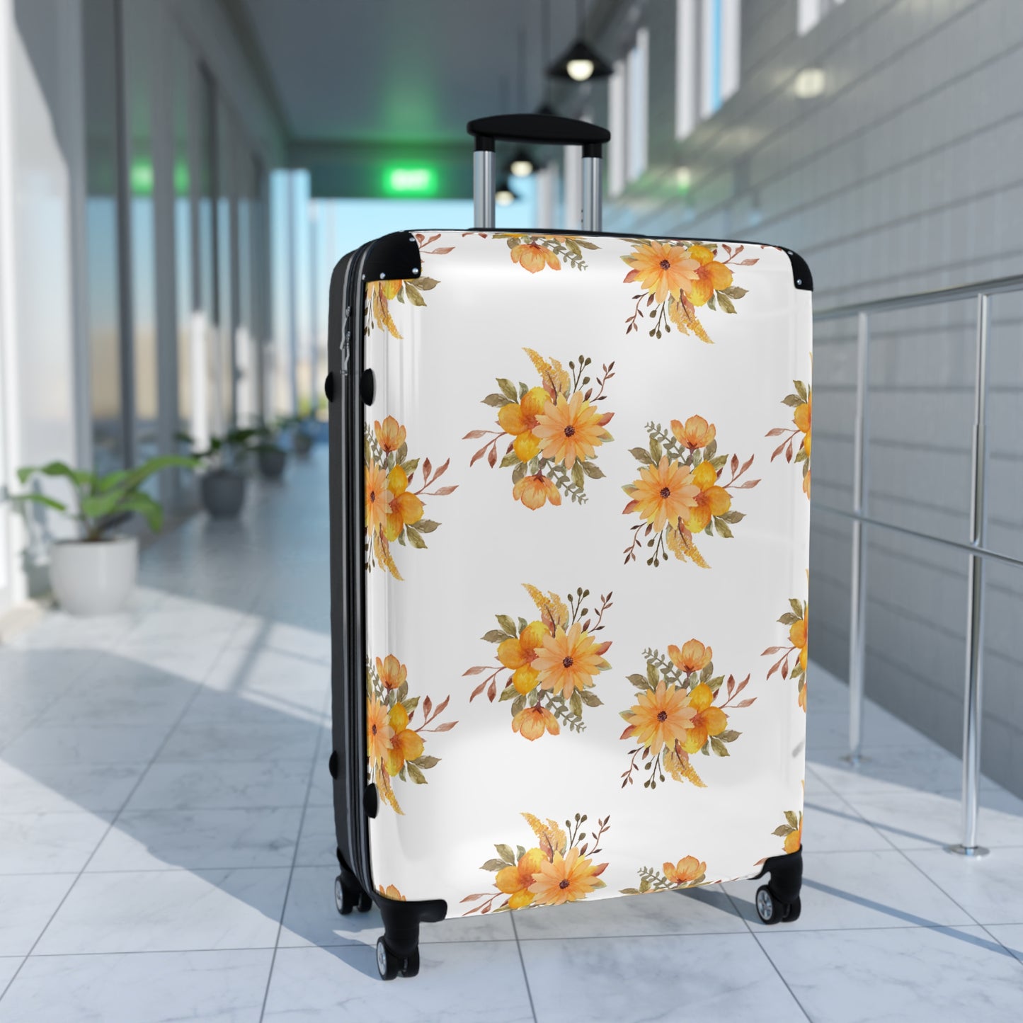 Yellow Floral Suitcase – Compact Carry-On Luggage with Watercolor Sunflower Pattern©