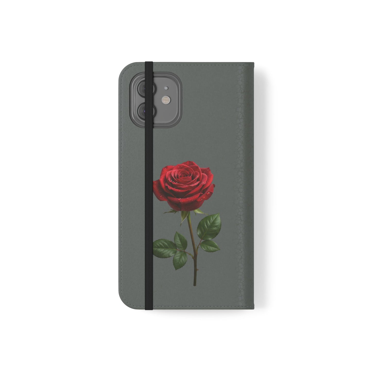 Mon Amour Rose Flip Phone Case — Floral Wallet Flip Case with 'Mon amour' Script