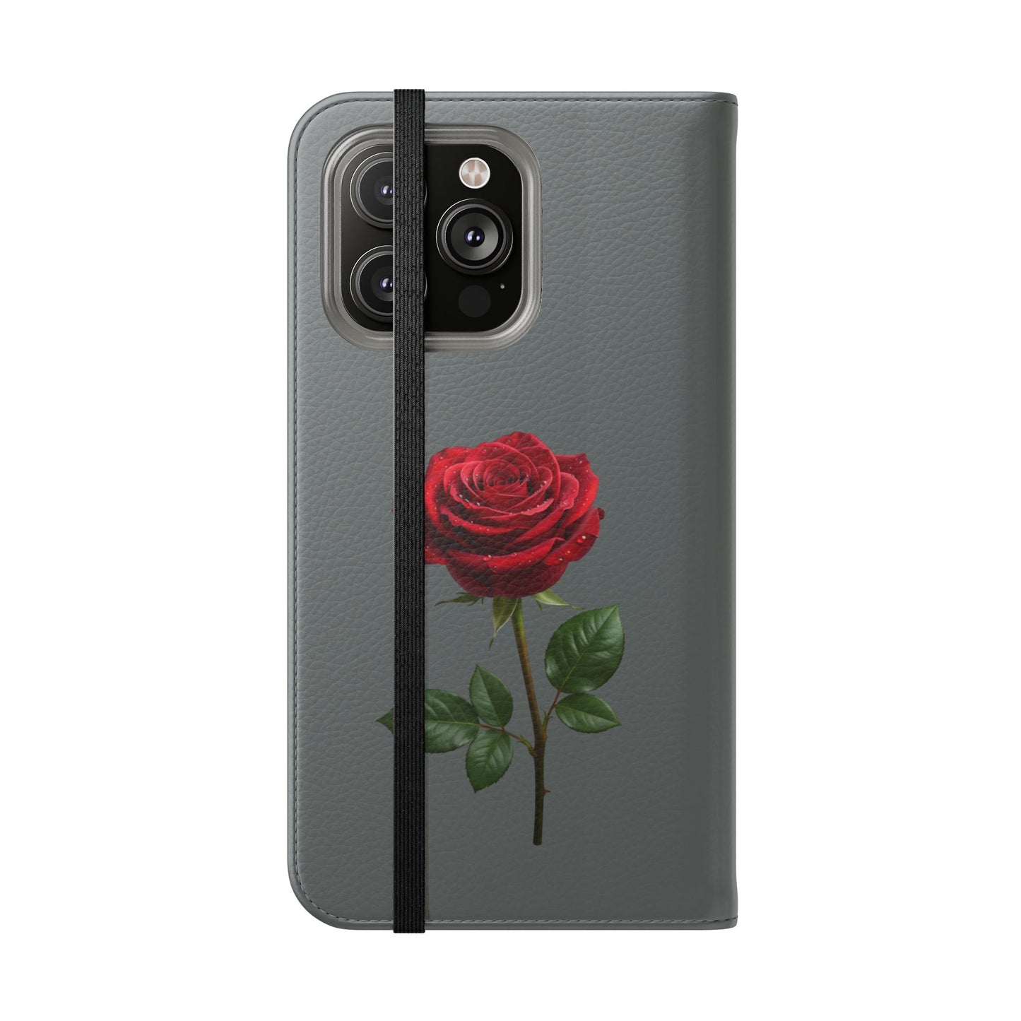 Mon Amour Rose Flip Phone Case — Floral Wallet Flip Case with 'Mon amour' Script